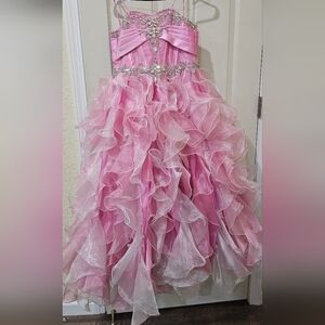 Pink Ruffled Gown with Embellishments MARY'S